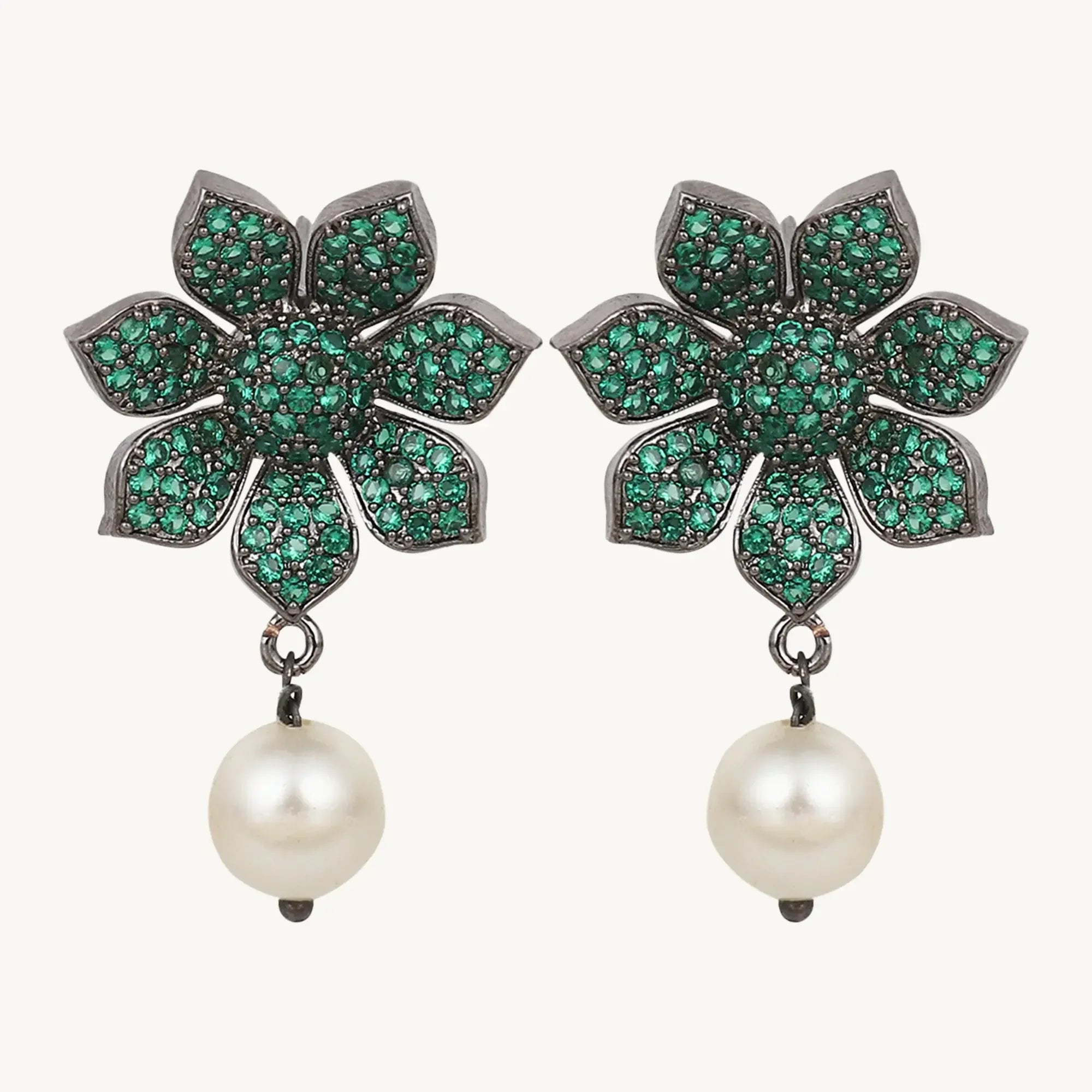Pearl Drop Dangle Earrings for Women Green - DZOIR