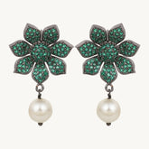 Pearl Drop Dangle Earrings for Women Green - DZOIR