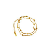 Elegant Gold-Plated Beaded Chain Bracelet – Dainty Layered Jewellery for Women - DZOIR