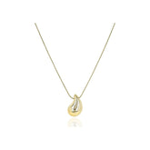 DZOIR Elegant Gold Plated Teardrop Pendant Necklace for Women | Minimalist Daily Wear Jewellery