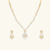 Gold-Plated American Diamond Necklace Set with Earrings for Women & Girls - DZOIR
