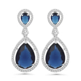 Blue American Diamond Drop Earrings for Women | Cubic Zirconia Danglers | Elegant AD Jewelry for Women | Stylish Statement Earrings - DZOIR