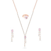 DZOIR Rhinestone Jewellery Set for Women | Gold Plated Necklace, AD Crystal Choker, Elegant Necklace Set with Earrings | Golden Polished Rhinestone Jewelry for Special Occasions - DZOIR