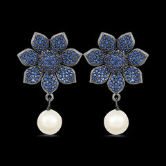 Pearl Drop Dangle Earrings for Women Purple - DZOIR