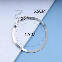 Sleek Silver-Plated Herringbone Chain Bracelet - DZOIR