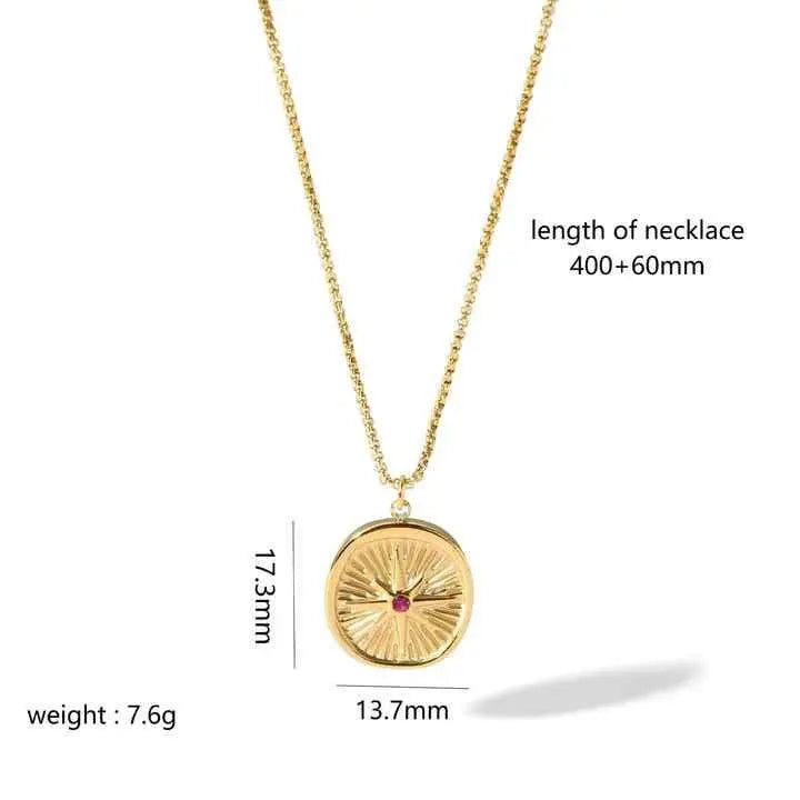 Elegant Gold-Plated Sunburst Medallion Necklace - DZOIR
