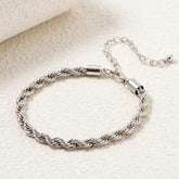 Silver Twisted Rope Chain Bracelet - DZOIR