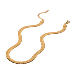 Elegant Gold-Tone Flat Snake Chain Necklace for Women - DZOIR