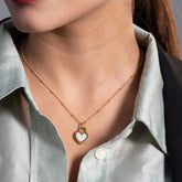 Gold Plated Heart Lock Pendant Necklace – Black Enamel Charm for Women - DZOIR