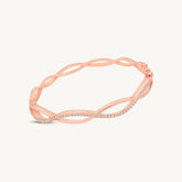 Rose Gold Plated Twisted Infinity Bangle with Sparkling Zircon Stones - DZOIR