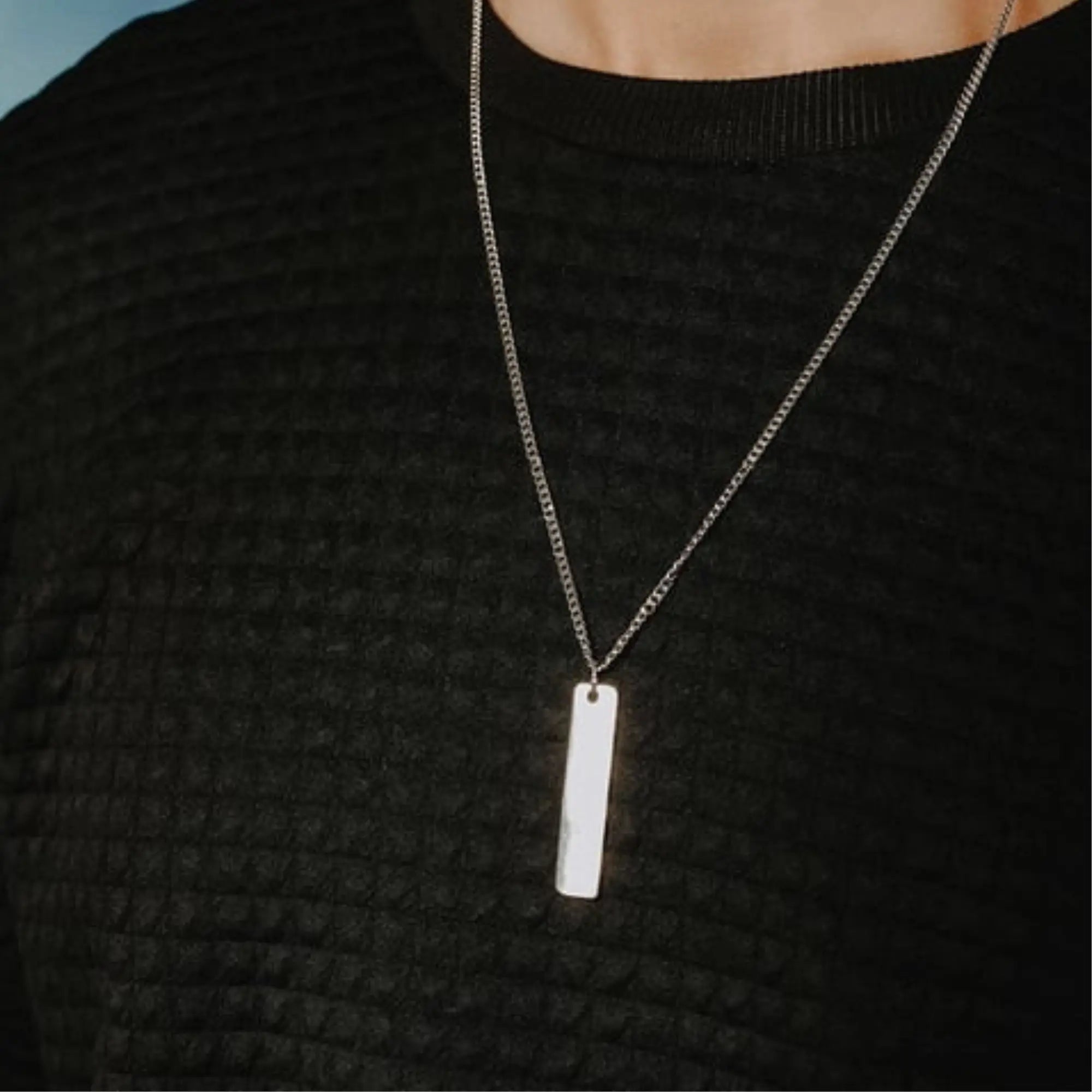 Men’s Stainless Steel Bar Necklace – Sleek & Stylish - DZOIR