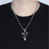 Men’s Stainless Steel Flame Cross Necklace – Gothic Rock Style - DZOIR