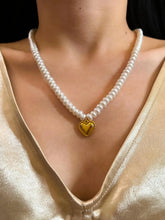 Freshwater Pearl Necklace with Gold Heart Pendant – Elegant, Handmade Jewelry - DZOIR