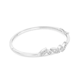 Elegant Baguette-Cut Crystal Bangle – Silver-Tone Adjustable Bracelet - DZOIR