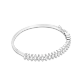 Silver Baguette CZ Bangle Bracelet | Elegant Openable Kada for Women - DZOIR