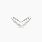 Silver-Plated V-Shaped CZ Ring for Women – Elegant Stackable Chevron Band, Dainty Minimalist Jewelry - DZOIR