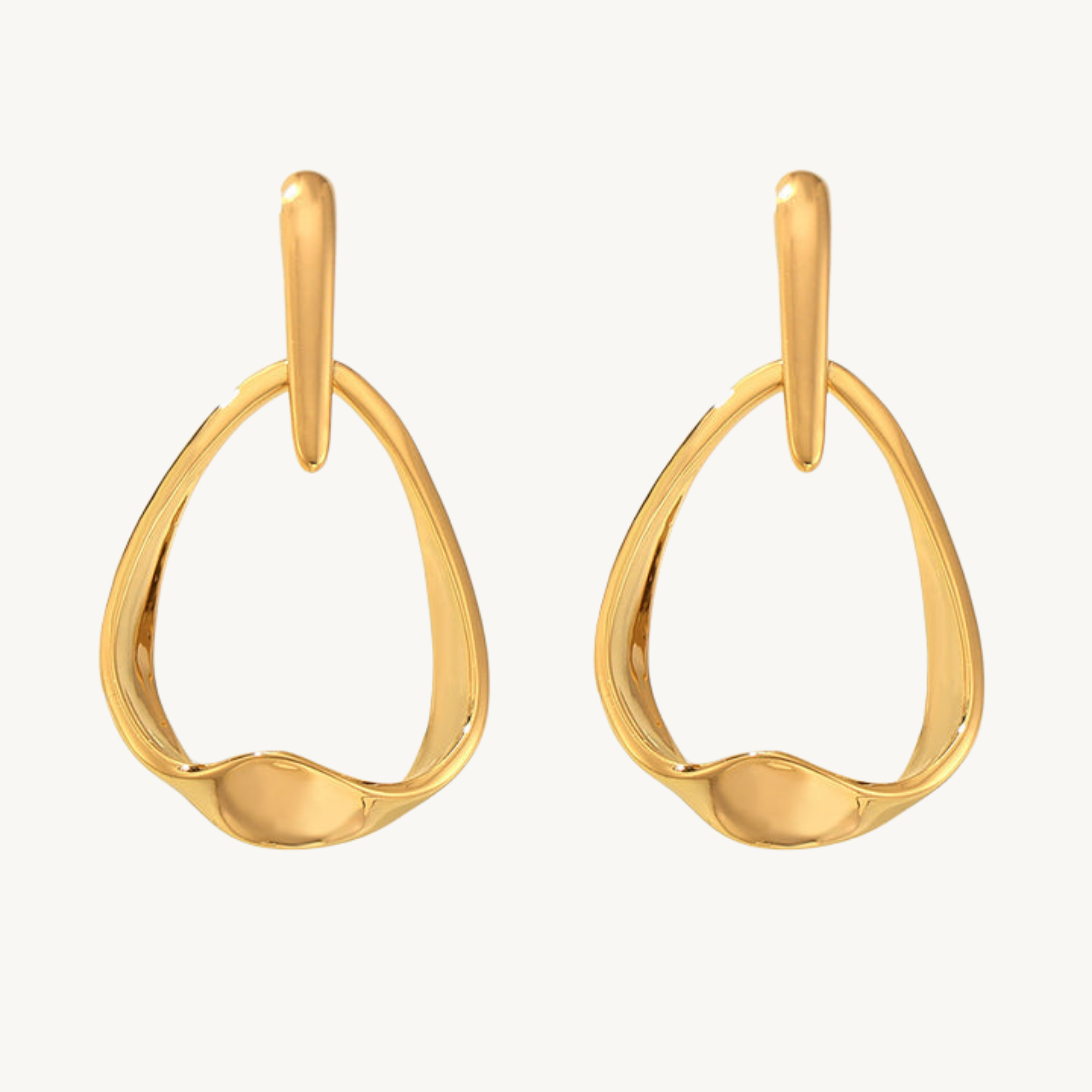 Trendy Abstract Gold Plated Drop Earrings – Modern Statement Jewelry