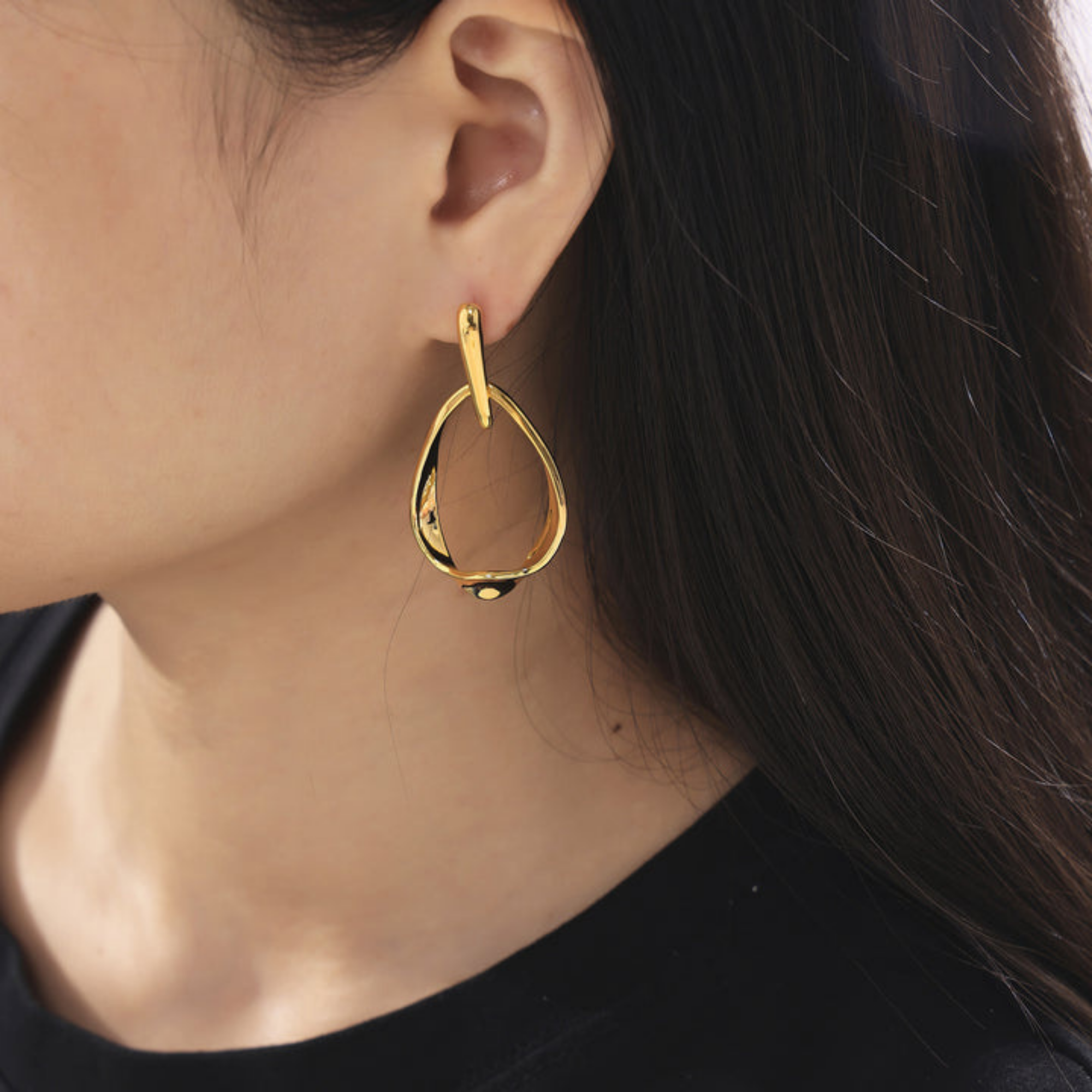 Trendy Abstract Gold Plated Drop Earrings – Modern Statement Jewelry