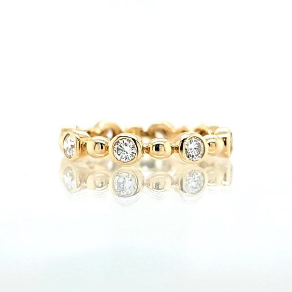 Gold Beaded Eternity Ring – Dainty Stacking Band with Sparkling Zircon Stones