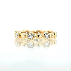 Gold Beaded Eternity Ring – Dainty Stacking Band with Sparkling Zircon Stones