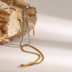 Dual-Tone Snake Chain Bracelet for Women | Gold & Silver Adjustable Fashion Jewellery