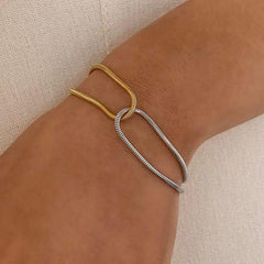 Dual-Tone Snake Chain Bracelet for Women | Gold & Silver Adjustable Fashion Jewellery