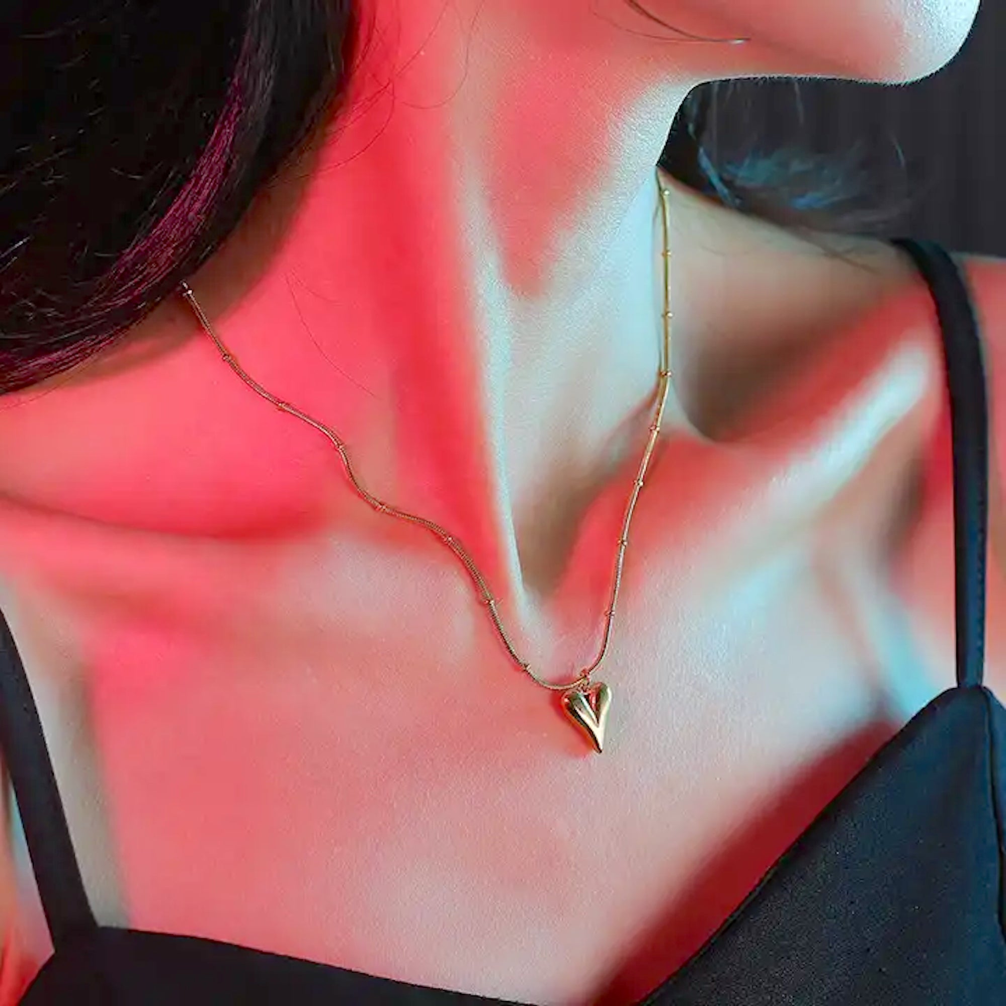 Gold-Plated Heart Pendant Necklace for Women & Girls