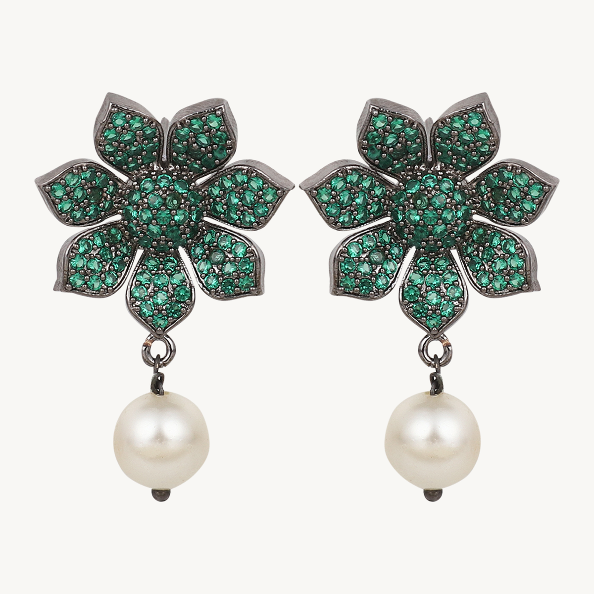 Pearl Drop Dangle Earrings for Women Green