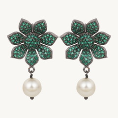 Pearl Drop Dangle Earrings for Women Green
