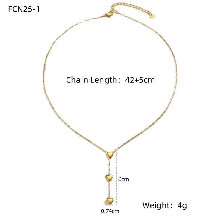 Triple Heart Gold Necklace for Women | Dainty Love-Inspired Layered Pendant DZOIR