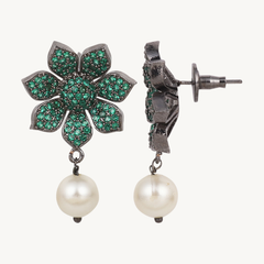 Pearl Drop Dangle Earrings for Women Green