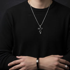 Men's Silver Cross Pendant Necklace with Black Bracelet (Pack of 2)