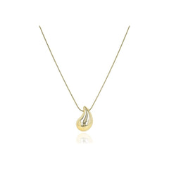 DZOIR Elegant Gold Plated Teardrop Pendant Necklace for Women | Minimalist Daily Wear Jewellery
