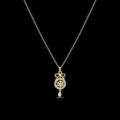 Gold Bow Pendant Necklace with CZ Accents | Dainty Designer Jewelry for Women DZOIR