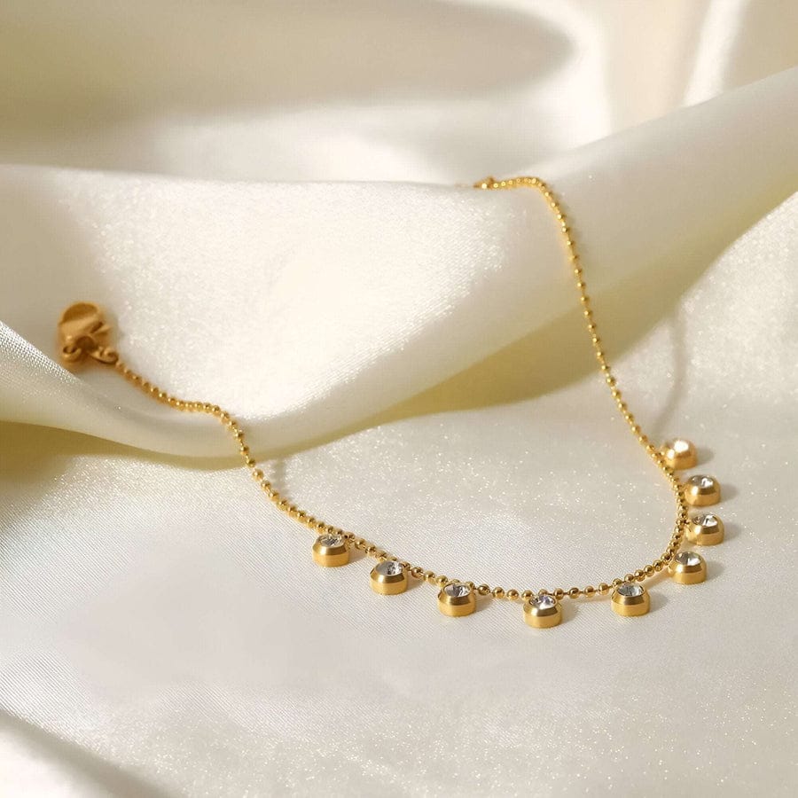 DZOIR Elegant Gold Plated Crystal Charm Bracelet for Women | Minimalist Adjustable Chain Bracelet