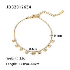 DZOIR Elegant Gold Plated Crystal Charm Bracelet for Women | Minimalist Adjustable Chain Bracelet