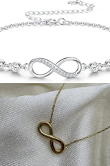 DZOIR Elegant Infinity Necklace & Bracelet Combo for Women – Gold & Silver Couple Jewelry Gift