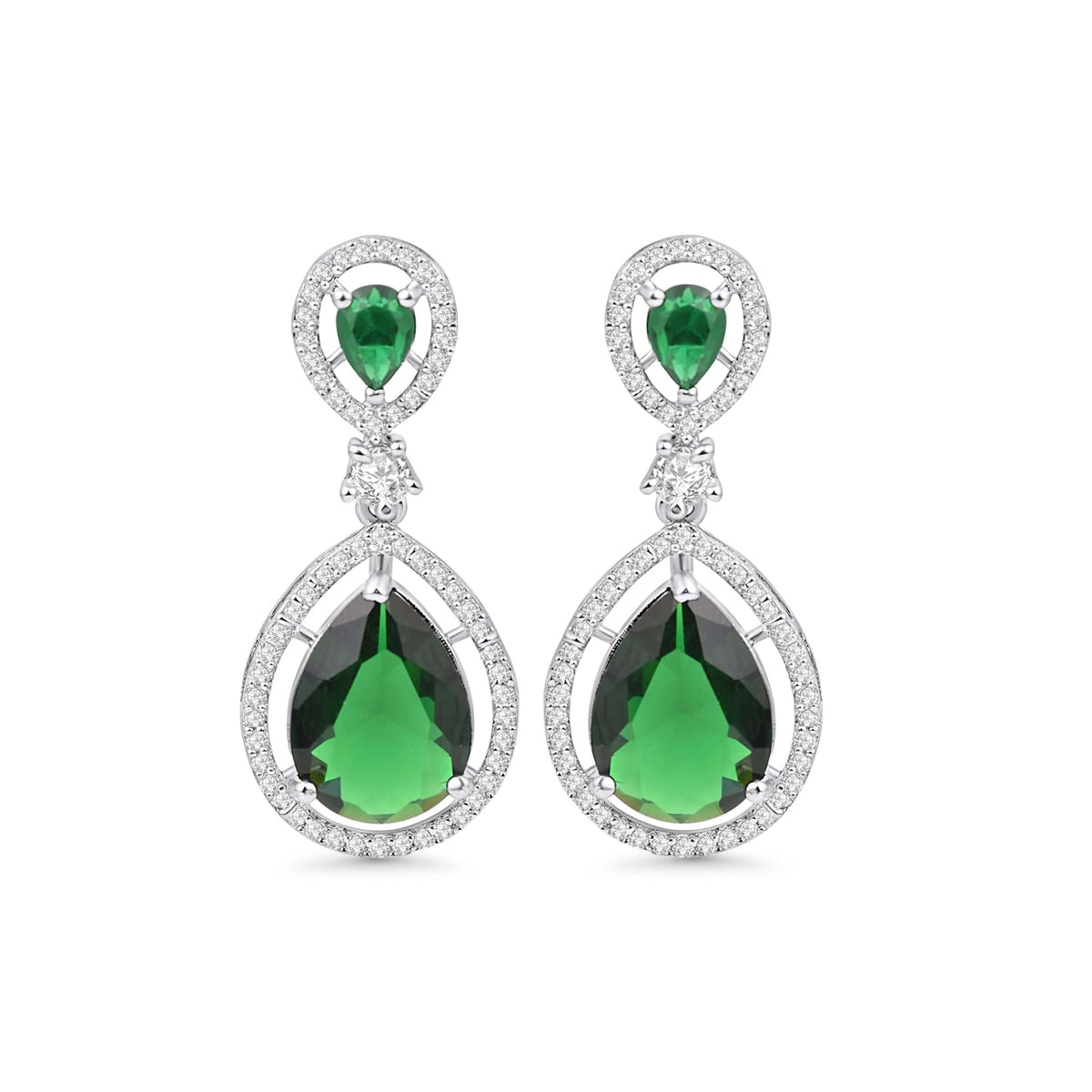 DZOIR Fashion Stylish Dangle Earrings for Women & Girls | Trendy AD Diamond Earrings | Elegant Green Designer Earrings for Parties & Everyday Wear
