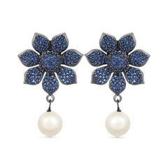 Pearl Drop Dangle Earrings for Women Purple