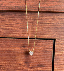 Elegant Solitaire Heart Necklace for Women – Gold Plated Chain with CZ Stone