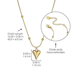 Gold-Plated Heart Pendant Necklace for Women & Girls