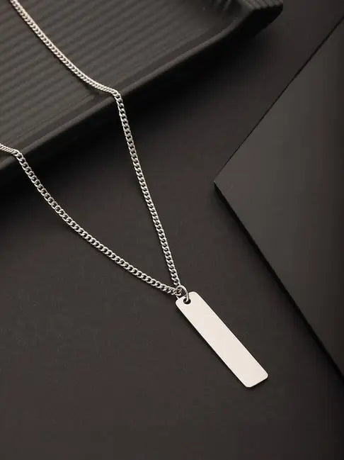 Men’s Minimalist Stainless Steel Bar Pendant Necklace – Sleek & Stylish DZOIR