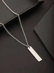 Men’s Minimalist Stainless Steel Bar Pendant Necklace – Sleek & Stylish DZOIR