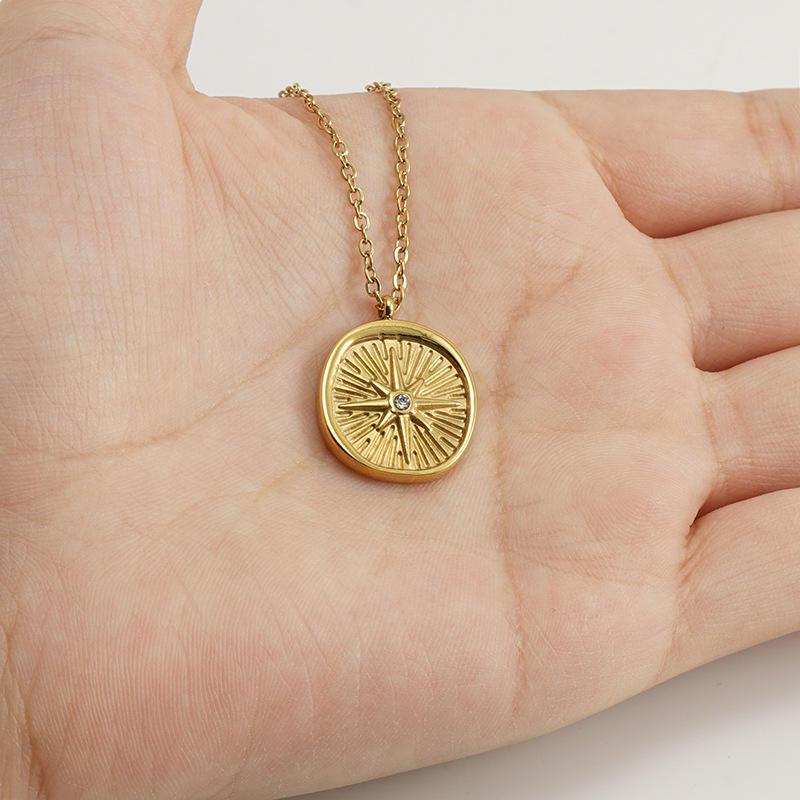 Elegant Gold-Plated Sunburst Medallion Necklace
