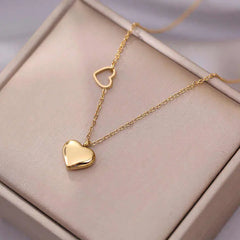 Gold Heart Pendant Necklace – Dainty Minimalist Necklaces for Women DZOIR