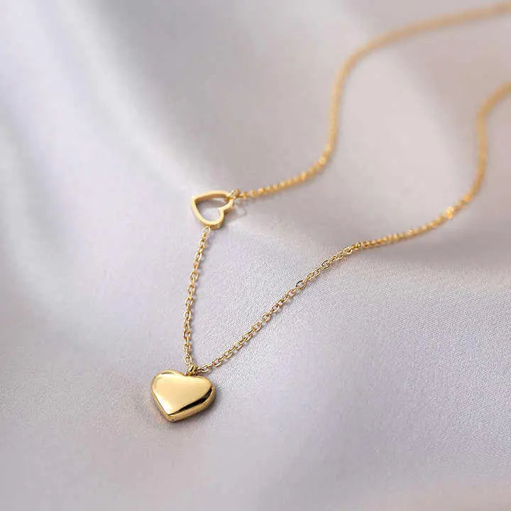 Gold Heart Pendant Necklace – Dainty Minimalist Necklaces for Women DZOIR