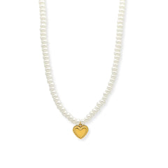 Freshwater Pearl Necklace with Gold Heart Pendant – Elegant, Handmade Jewelry DZOIR