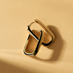 Bold Rectangular Hoop Earrings – 18K Gold Plated, Minimalist Design