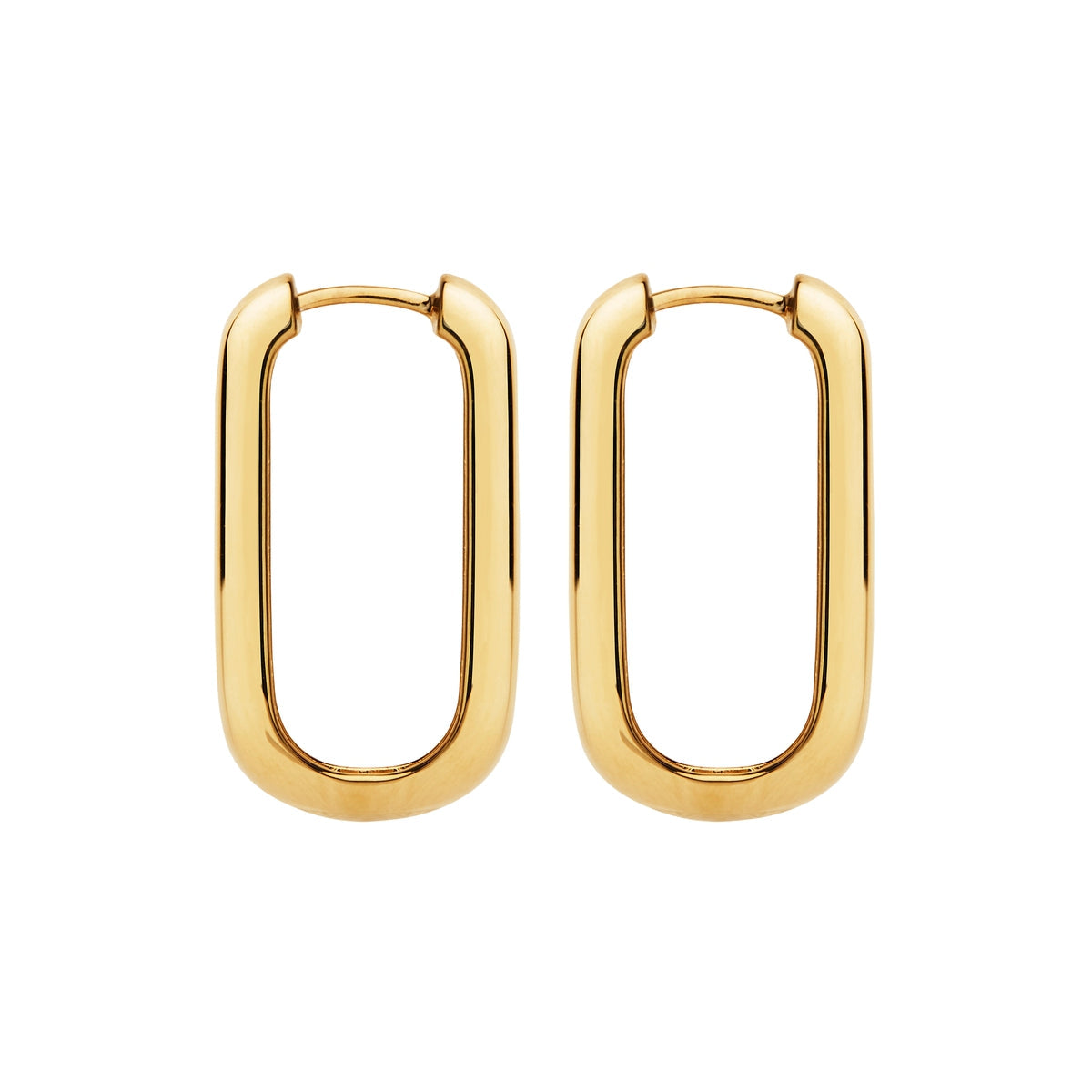 Bold Rectangular Hoop Earrings – 18K Gold Plated, Minimalist Design