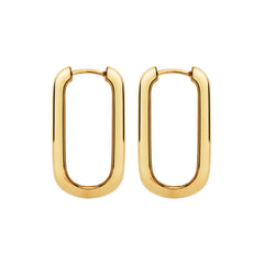 Bold Rectangular Hoop Earrings – 18K Gold Plated, Minimalist Design